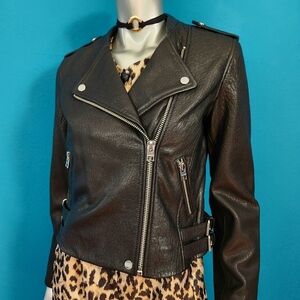 🆕️☀️ LUCKY BRAND 1980's Vibe Pebble Leather Moto Jacket // (NWT)